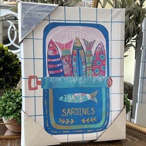 NEW! Mediterranean Italian Coastal Tinned Fish Sardines Canvas Art